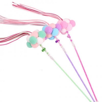 Wholesale Best Selling PVC Polyester Fiber Fluffy Ball Tassel Bell Feather Trick Cat Stick Pet Toys